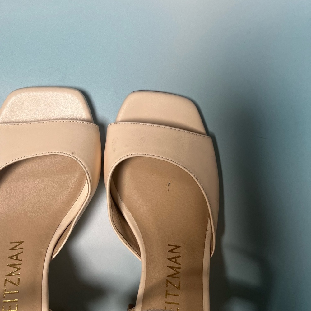 Stuart Weitzman Dancer 75 Block Sandal in Dolce Taupe Size 5.5 - Picture 4 of 8